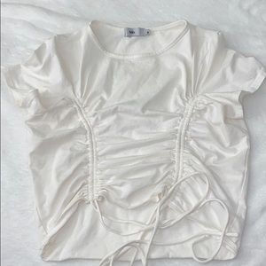 COPY - White Adika brand pull string crop top